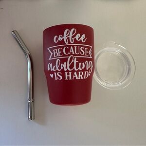 Mini Tumbler with Lid and Metal Straw